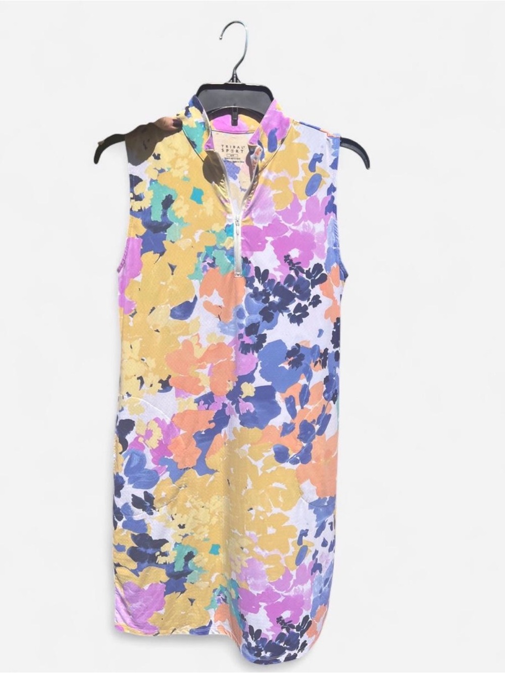 Sleeveless Floral Zip-Front Tank Dress by Tribal Sport - Multi Floral